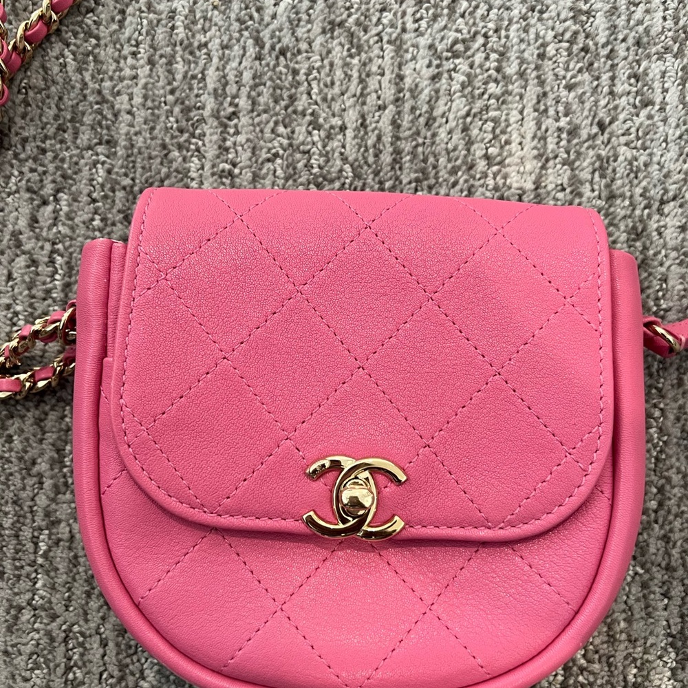 CHANEL Pink Crossbody Bag with Gold-Tone Closure - Picture 2 of 9